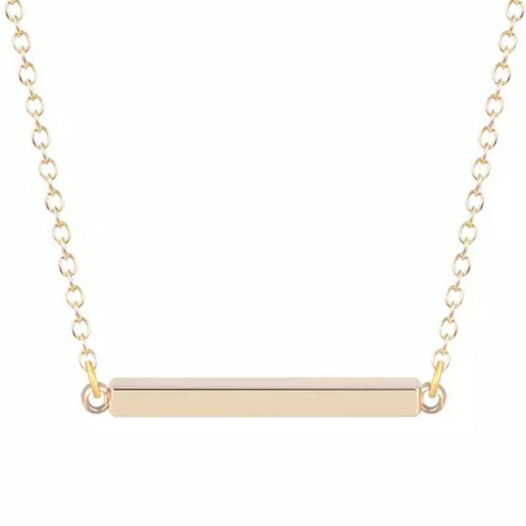 Gold Tone Single Horizontal Bar Necklace - Picture 4 of 5
